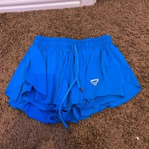 Blue Flowy Workout Shorts